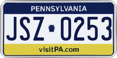 PA license plate JSZ0253
