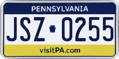 PA license plate JSZ0255