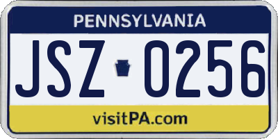 PA license plate JSZ0256