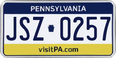 PA license plate JSZ0257