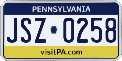 PA license plate JSZ0258