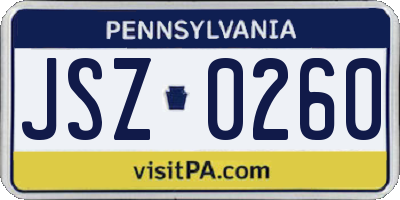 PA license plate JSZ0260