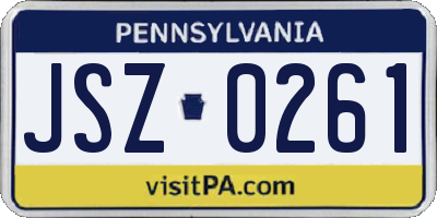 PA license plate JSZ0261