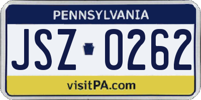 PA license plate JSZ0262