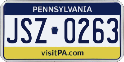 PA license plate JSZ0263