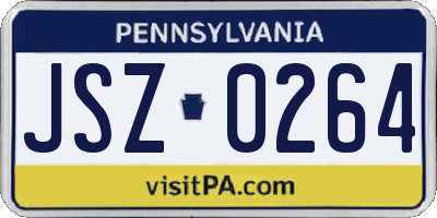 PA license plate JSZ0264