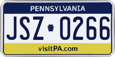 PA license plate JSZ0266