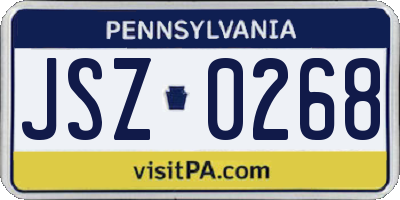PA license plate JSZ0268