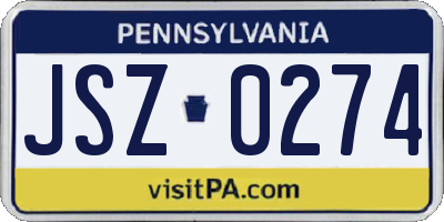 PA license plate JSZ0274