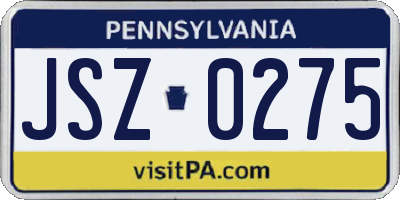 PA license plate JSZ0275
