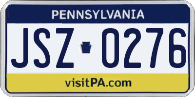 PA license plate JSZ0276