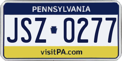 PA license plate JSZ0277