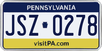 PA license plate JSZ0278