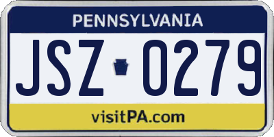 PA license plate JSZ0279