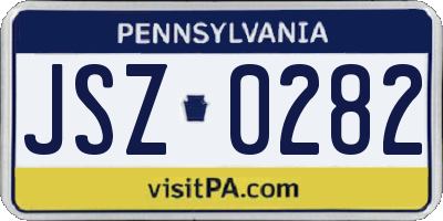 PA license plate JSZ0282