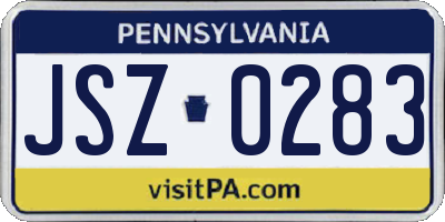 PA license plate JSZ0283