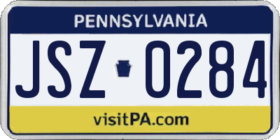 PA license plate JSZ0284