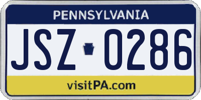 PA license plate JSZ0286