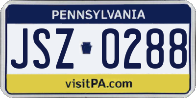 PA license plate JSZ0288