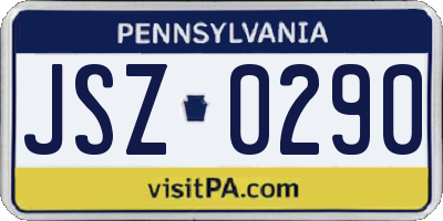 PA license plate JSZ0290