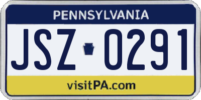 PA license plate JSZ0291