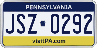 PA license plate JSZ0292