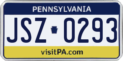 PA license plate JSZ0293