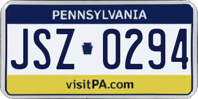 PA license plate JSZ0294