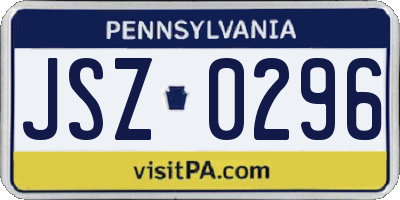 PA license plate JSZ0296