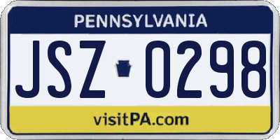 PA license plate JSZ0298