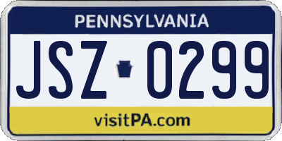 PA license plate JSZ0299