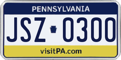 PA license plate JSZ0300