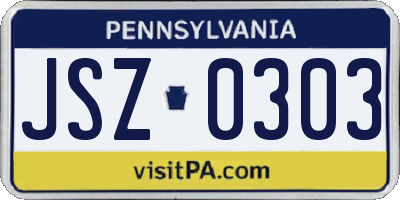 PA license plate JSZ0303