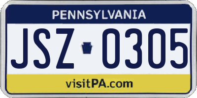 PA license plate JSZ0305
