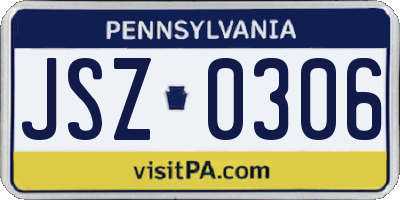 PA license plate JSZ0306