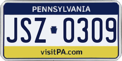 PA license plate JSZ0309