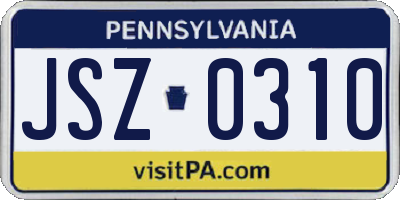 PA license plate JSZ0310