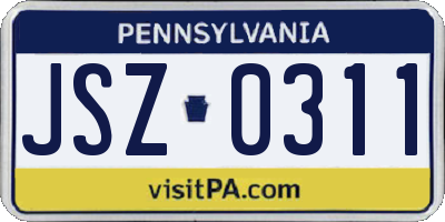 PA license plate JSZ0311