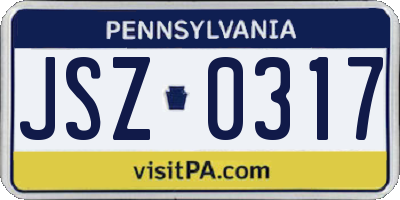 PA license plate JSZ0317