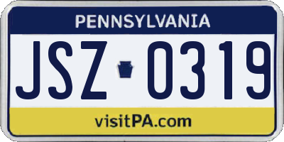 PA license plate JSZ0319