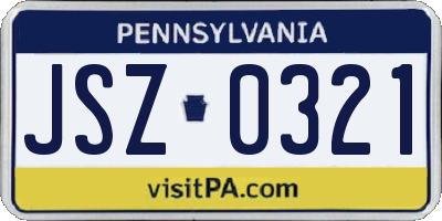 PA license plate JSZ0321