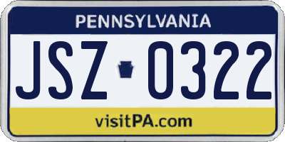 PA license plate JSZ0322
