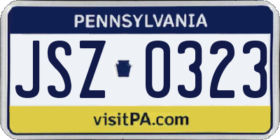 PA license plate JSZ0323
