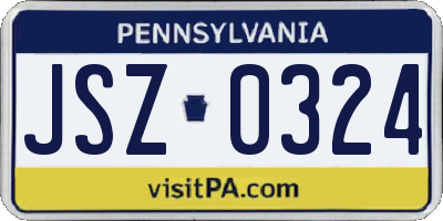 PA license plate JSZ0324