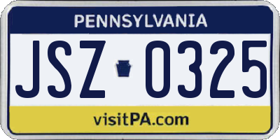 PA license plate JSZ0325