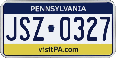 PA license plate JSZ0327