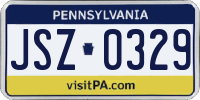 PA license plate JSZ0329