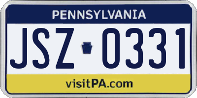 PA license plate JSZ0331