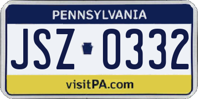 PA license plate JSZ0332