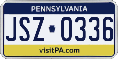 PA license plate JSZ0336